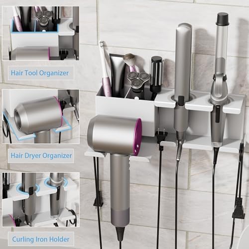BOIVSHI Hair Dryer Holder Wall Mounted, White - Image 6