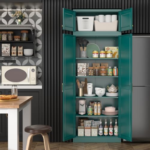 Steeloong 86"Metal Pantry Storage Cabinet with Doors & 4 Adjustable Shelves - Image 2