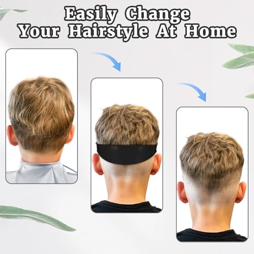 Fade Haircut Guide for Men, Self Haircut Kit for Men, Include Hair Cutting Guide & Cape Umbrella & Comb, Neckline Shaving Templat, DIY Hair Cutting Accessories Tools for Home (Black) - Image 5