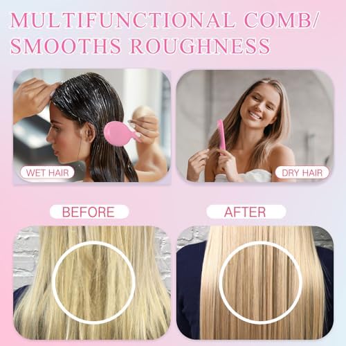 Nuogo 24Pcs Hair Brush Comb Set Mini Wet Detangler for Travel, Pink - Image 6
