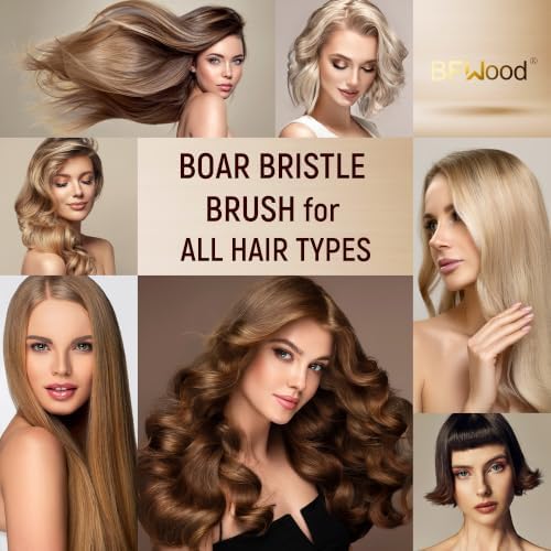 BFWood Boar Bristle Hair Brush, Paddle Detangling HairBrush for Women Men - Image 5