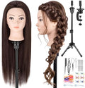 30-Inch 80% Human Hair Mannequin Head with Tripod Stand for Hair Styling by WtuhuMag-SafeCharger