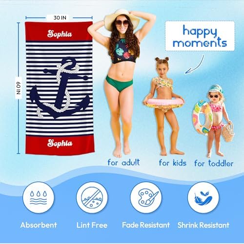 JML Personalized Beach Towel with Name, Microfiber, 30 x 60 in - Image 4