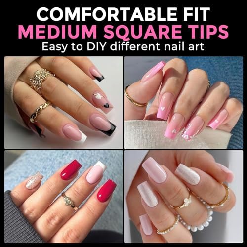 UNA GELLA Medium Square Soft Gel Nail Tips 216pcs - Image 2