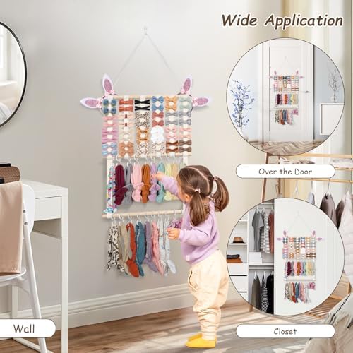 Headband Organizer Bow Holder for Girls Hair Bows Clips, Beige - Image 6