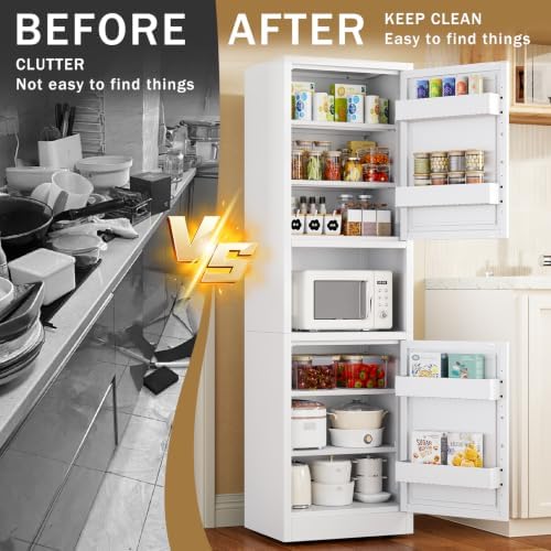 67" Freestanding Metal Pantry Cabinet, Tall Kitchen Food Storage Cupboard - Image 6