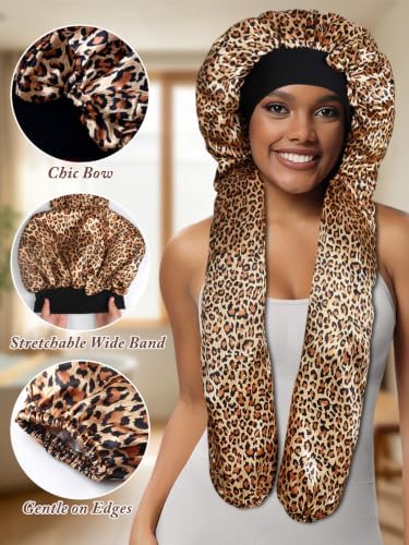 2pcs Satin Pantyhose Bonnet for Braids, Long Hair Bonnet for Women Sleeping - Image 3