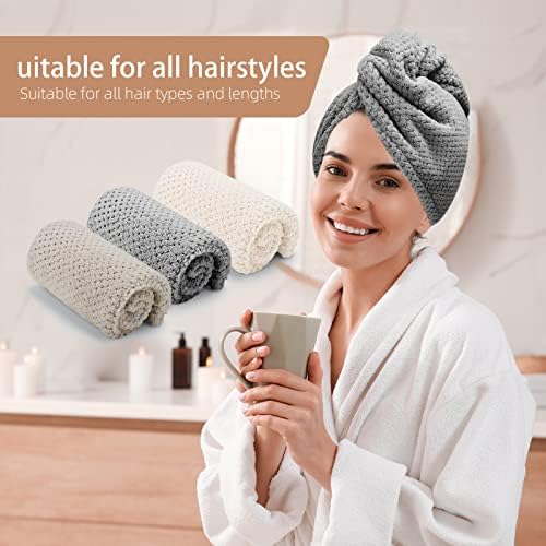 CZZXI 3 PCS Microfiber Hair Towel, Hair Wraps for Women Wet Hair - Image 6