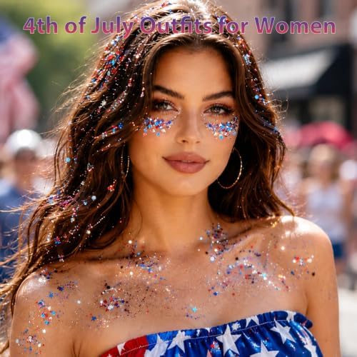 Mysense Patriotic Red White and Blue Body Glitter Stick,4th of July Accessories,Sparkling Face Hair Glitter for 4th of July Outfits Women Kids,American Flag Makeup for Independence Day 250 Anniversary - Image 5