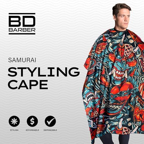 BD Barber Cape - Snap Closure, Water-Resistant, Lightweight Polyester, 45"x65", Professional Coverage for Cutting and Styling - Image 2