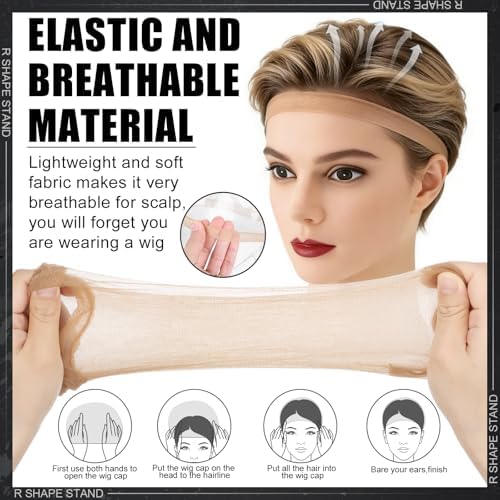 ProSuites 10 Pack Set 4 PCS Wig Brush Comb with 2 Wig Head Stand 2 Wig Dust Bag 2 Hair Net Wig Set for Travel Home Professionals Use - Image 5