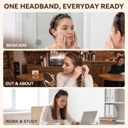 2Pcs Black and Brown Double Bangs Hairstyle Hairpin Headband With 8 Small Clips - Women Double Layer Twist Plait Hair Tools,Twist Clip Headband with Toothed Hairs Bands Braid Tool Hair Accessories - Image 6