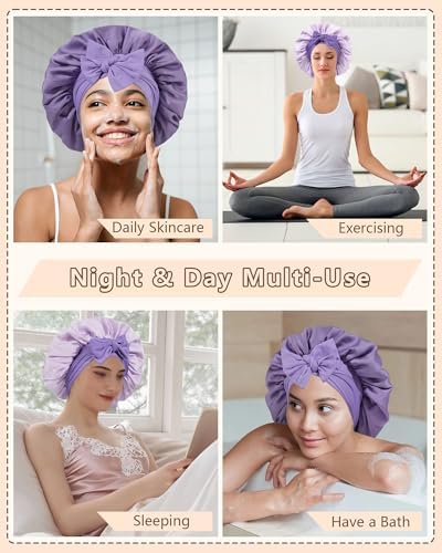 AWAYTR Satin Hair Bonnet for Sleeping, Adjustable Double Layer Sleep Cap - Image 6