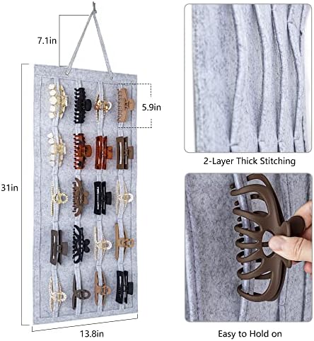 SMUK Large Hair Claw Clip Organizer Holder, Hanging Claw Clips Storage for Women Girls, Hair Clip Stand Holder for Wall, Door, Closet, Big Claw Clip Display for Teen Girls - Image 3