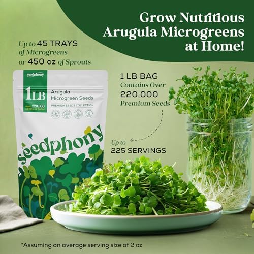 Arugula Sprouting & Microgreens Seeds - 220,000 Non-GMO Heirloom Seed, 1lb Resealable Bag - High-Germination Arugula Seeds for Sprouting in Jars, Soil, Hydroponics & Microgreen Trays - Image 3