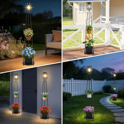 TOWPONICS 52.4" Solar Floor Lamp with Plant Stand, 2-in-1 Outdoor Planter - Image 7