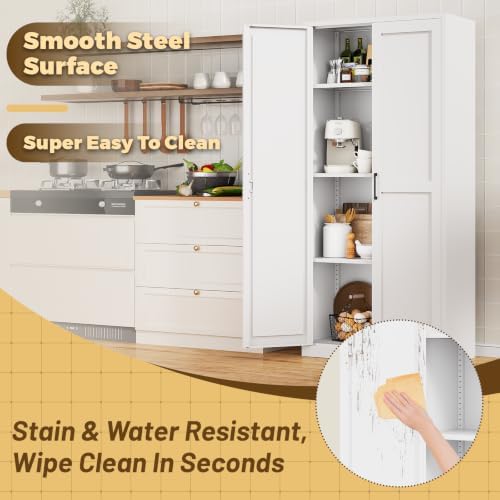 71" Tall Metal Storage Cabinet with Doors,Pantry Cabinet - Image 5