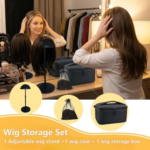 Professional Wig Travel Box Set – Includes Collapsible Wig Stand & Storage Bag – Dustproof Makeup Organizer Case for Wigs, Extensions & Hair Styling Tools - Image 3