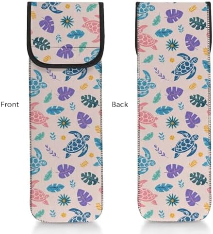 Curling Iron Travel Case Black Cow Print Heat Resistant Neoprene Pouch for Curling Iron Flat Iron Hair Straightener Storage Bag Portable Hot Tools Bag Turtle Leaf - Image 2