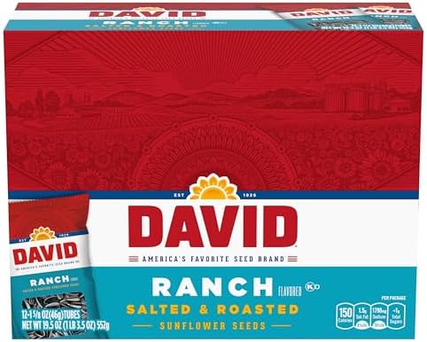 DAVID Sunflower Seeds, Ranch Flavor, 1.625 oz. (12-pk) by DAVID