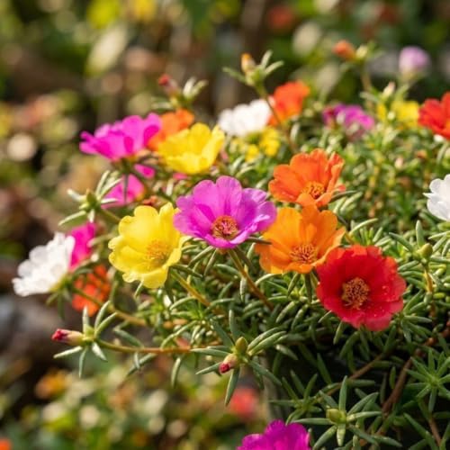 4 Assorted Moss Rose Portulaca Plants, Colorful Ground Cover, 4-7 Inch Tall - Image 6
