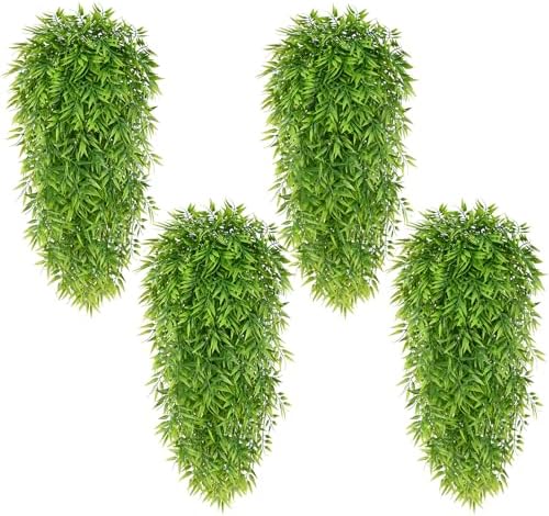 Waipfaru 4Pcs Artificial Hanging Plants, Fake Bamboo Leaves Vines by Waipfaru
