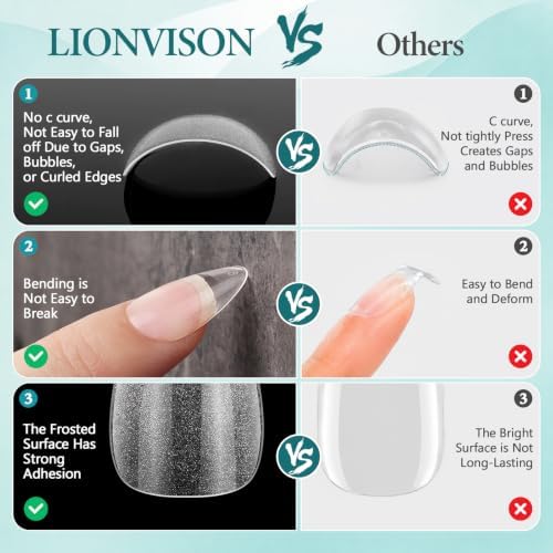 LIONVISON Short Almond Nail Tips: 504PCS Matte Full Cover Fake Nails - Image 5