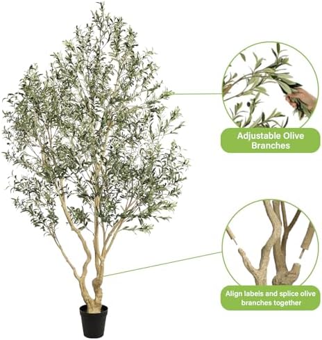 Realead Large Artificial Olive Tree 9ft with Thick Trunk & Realistic Leaves - Image 6