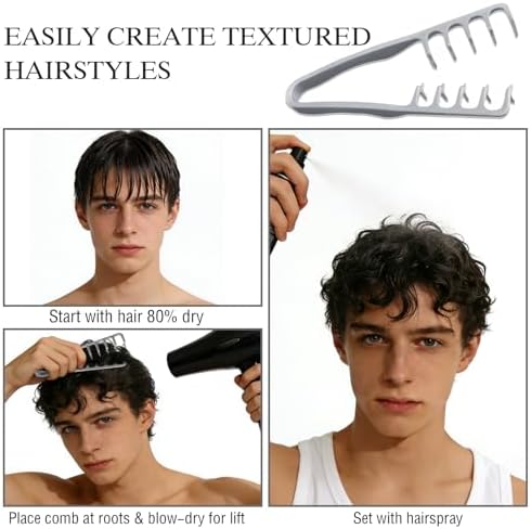 Texture Comb,Volumizing Textured Styling Comb with Wide Teeth for Root Lift - Image 3