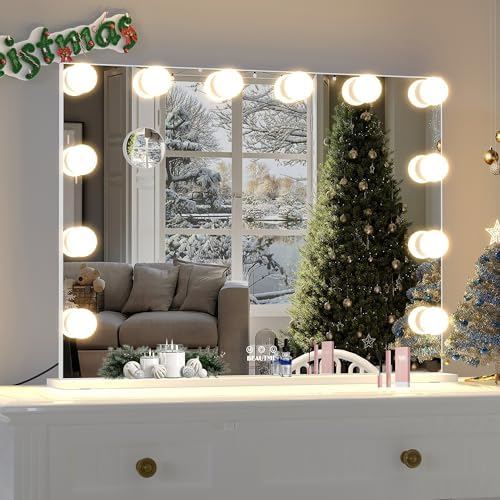 BEAUTME Vanity Mirror with Lights, Touch Control, 28.3 x 21.3 Inch White - Image 2