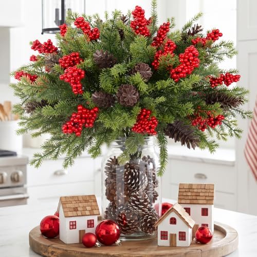 Daynight 6 Bundles Artificial Norfolk Pine Stems, Outdoor Christmas Decor - Image 2