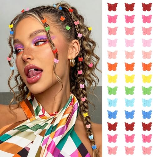 Mini Butterfly Hair Clips, Y2K 90s 50pcs Hair Accessories (Matte Color) by SAOROPEB