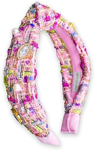 FROG SAC Knot Headband for Girls, Knotted Headbands for Toddler Kids, Rainbow Beaded Unicorn Hair Accessories (Pink Multicolor) by FROGSAC