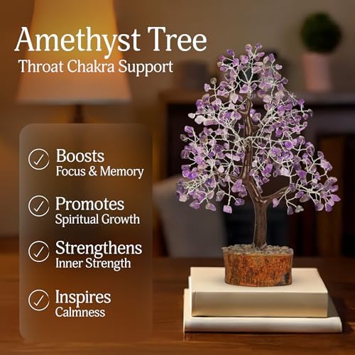 YATSKIA Amethyst Tree of Life Crystal Bonsai, Unique Gifts for Women, Mom & Family, Handmade Gemstone Tree, Boho Room, Shelf & Office Desk Decor, Birthday Gifts - Image 3