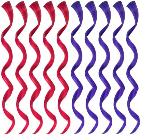 Red and Blue Hair Extensions, 10 Pcs Curly Wavy Colorful Hair Accessories by Olldag