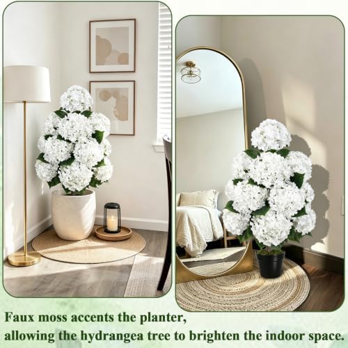 2 Pcs 38" Artificial Hydrangea Tree for Outdoor， with Pot & Spike - Image 6