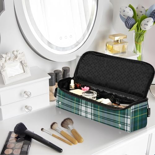 Tartan Plaid Verdant Hair Tools Travel Bag Travel Organizer Pouch Portable Carrying Case with Heat Resistant Mat for Flat Irons Curling Iron Hair Dryer - Image 7