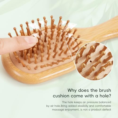 Bamboo Hair Brush – Small Scalp Massage Brush for Growth & Travel - Image 3
