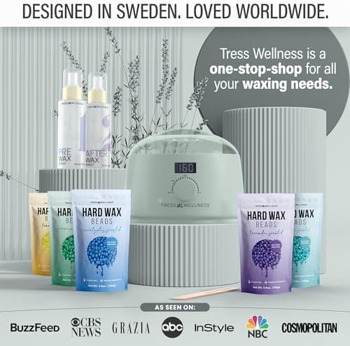 Tress Wellness Waxing Kit for Sensitive Skin – Safe for Face & Skin, Prep & Aftercare Spray, Easy to Use – At-Home Kit for Face, Bikini, Brazilian & Full Body- Digital Display, Green - Image 7
