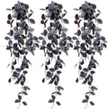 LOYWREE 3Pack Small Fake Hanging Purple Plant Artificial Potted Plants Indoor 39-in Long Faux Dark Black Vine Plant for Shelf Home Office and Outdoor Garden Decor (Black Pot) by LOYWREE