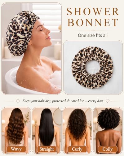 Edoneery Shower Caps for Women Reusable Waterproof, Shower Hair Cap - Image 5
