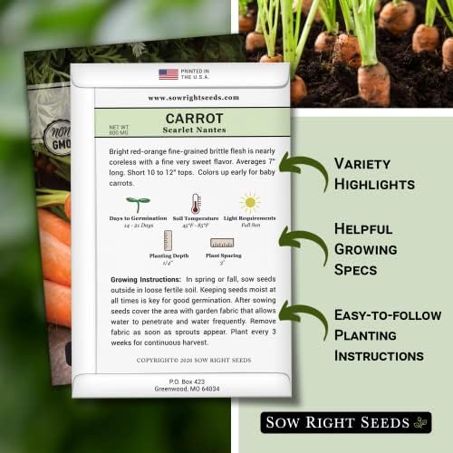 Sow Right Seeds - Scarlet Nantes Carrot Seed for Planting Baby Carrots - Image 2