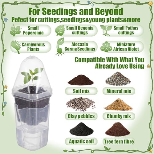 24 Pack 2.5" Small Self Watering Pots with Humidity Dome, Plastic - Image 5