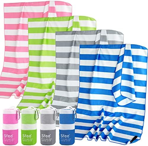 Sfee 4 Pack(8Pcs) Microfiber Travel Towel, Beach Towel Quick Dry Towel Camping Towel Super Absorbent Compact Lightweight Sports Towel Gym Towel Set for Beach, Gym, Hiking, Pool, Backpacking, Yoga by Sfee