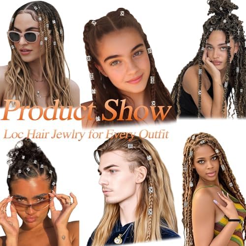 259 Pcs Hair Jewelry for Braids,Gold Hair Accessories for Women,Loc Jewelry for Hair Dreadlock Metal Hair Charms Braids Rings Cuffs Clips for Dreadlock Accessories Extensions Decorations Silver - Image 4