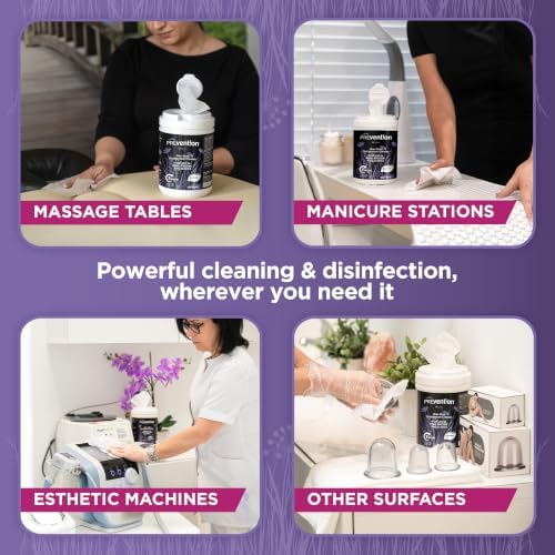 Prevention All Purpose Disinfectant Wipes – Canister of Cleaning Wipes for Salons, Spas, Wellness Centers and Yoga Studios – Hospital Grade Surface Sanitizing – 160 Count - Image 3