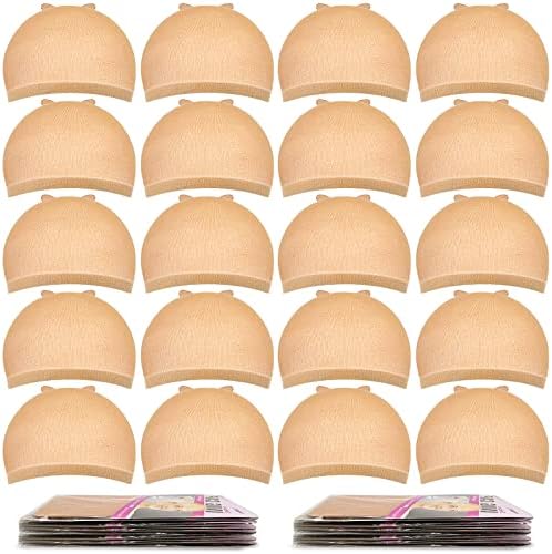 MORGLES 20 Pcs Wig Caps for Women Men, Stocking Caps for Wigs, Light Brown by Morgles