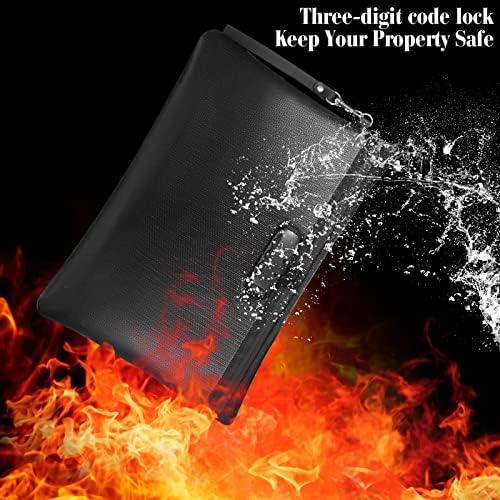 Nezyo 2 Pcs Fireproof Document Bag with Lock, Waterproof Money Pouch,Black - Image 3