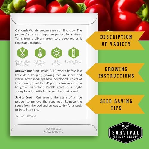 California Wonder Red Bell Pepper Seeds for Planting (5 Pack) - Image 2