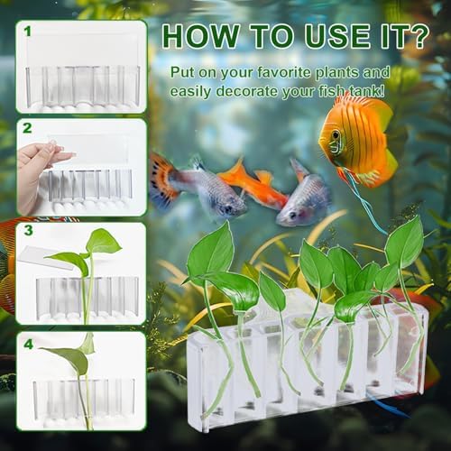 2PC 7 Holes Aquarium Plant Holder, Hanging Aquatic Plant Cup with Long Hook - Image 4